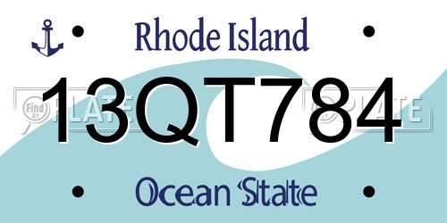 13QT784 Rhode Island License Plate