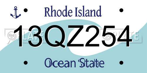 13QZ254 Rhode Island License Plate