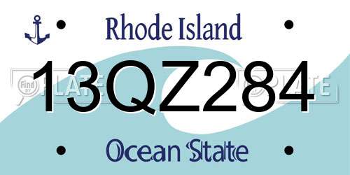 13QZ284 Rhode Island License Plate