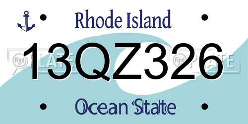 13QZ326 Rhode Island License Plate