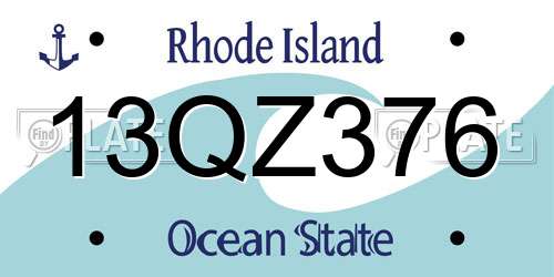 13QZ376 Rhode Island License Plate