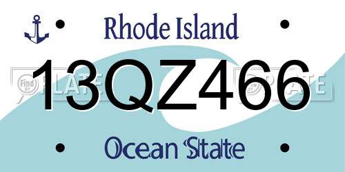13QZ466 Rhode Island License Plate