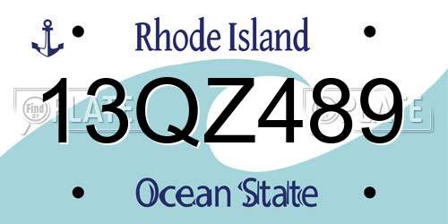 13QZ489 Rhode Island License Plate