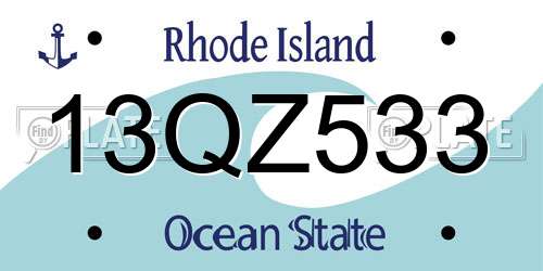 13QZ533 Rhode Island License Plate