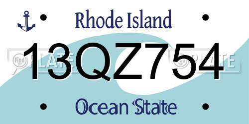 13QZ754 Rhode Island License Plate