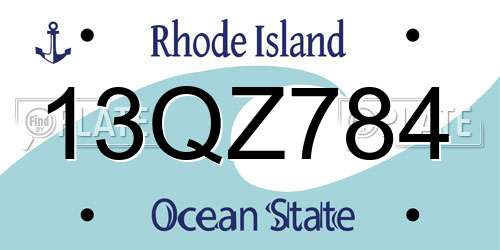 13QZ784 Rhode Island License Plate