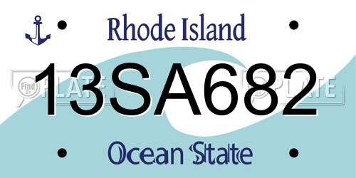 13SA682 Rhode Island License Plate