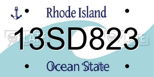 13SD823 Rhode Island License Plate
