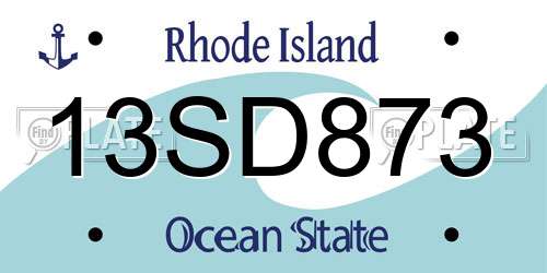 13SD873 Rhode Island License Plate