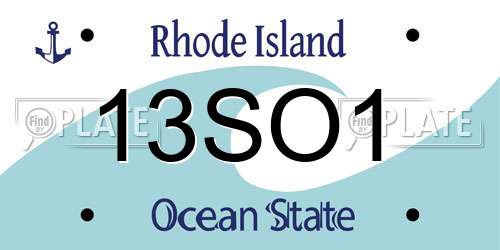 13SO1 Rhode Island License Plate