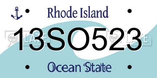 13SO523 Rhode Island License Plate