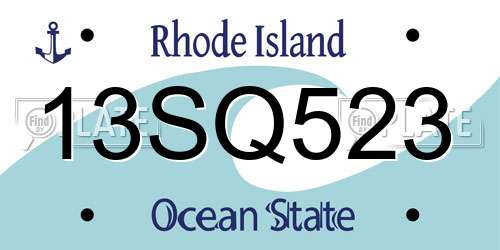 13SQ523 Rhode Island License Plate