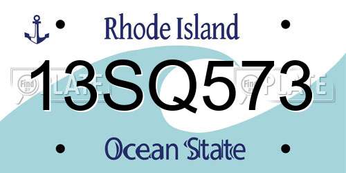13SQ573 Rhode Island License Plate