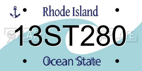 13ST280 Rhode Island License Plate