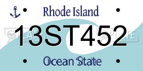 13ST452 Rhode Island License Plate