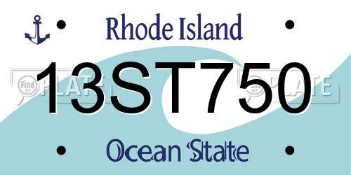 13ST750 Rhode Island License Plate