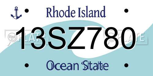13SZ780 Rhode Island License Plate