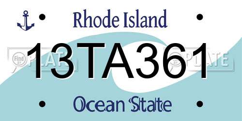 13TA361 Rhode Island License Plate