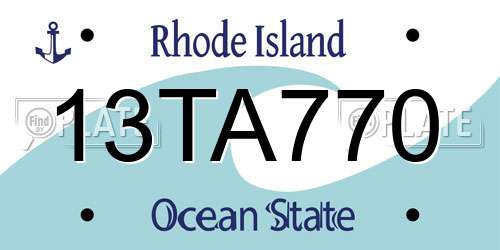 13TA770 Rhode Island License Plate