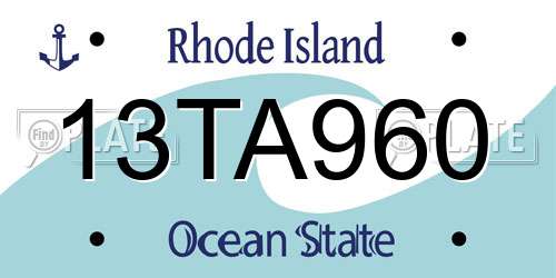 13TA960 Rhode Island License Plate