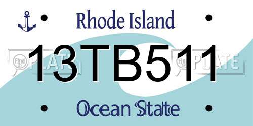 13TB511 Rhode Island License Plate