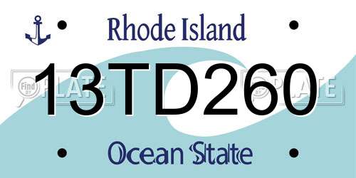 13TD260 Rhode Island License Plate