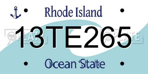 13TE265 Rhode Island License Plate