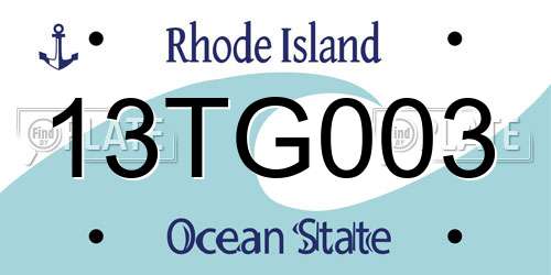 13TG003 Rhode Island License Plate