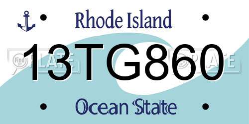 13TG860 Rhode Island License Plate