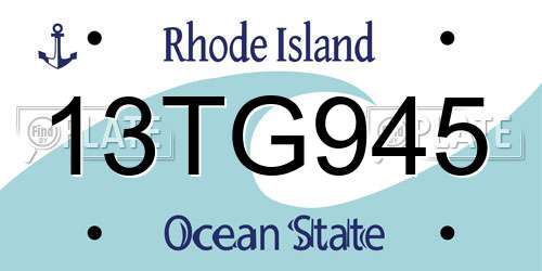 13TG945 Rhode Island License Plate