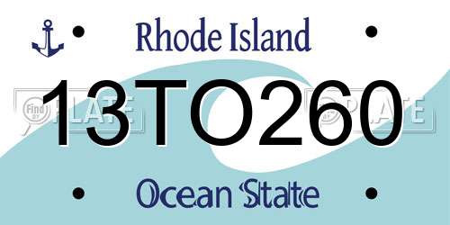 13TO260 Rhode Island License Plate