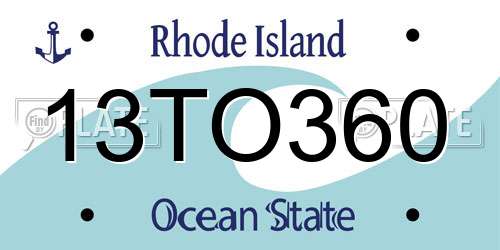 13TO360 Rhode Island License Plate