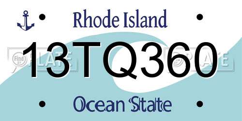 13TQ360 Rhode Island License Plate