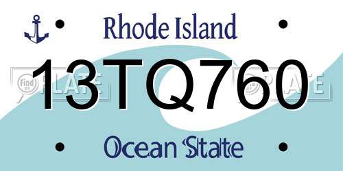 13TQ760 Rhode Island License Plate