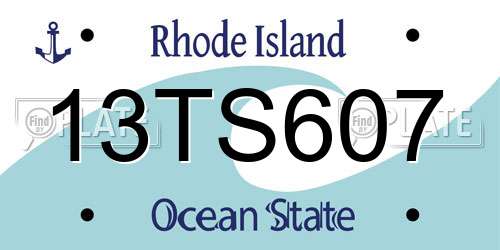 13TS607 Rhode Island License Plate