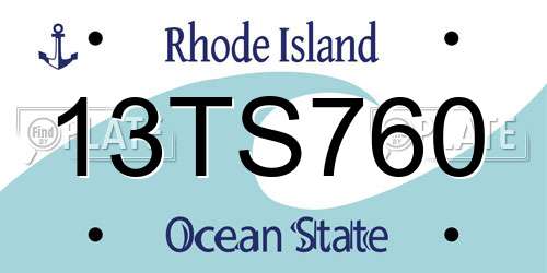 13TS760 Rhode Island License Plate