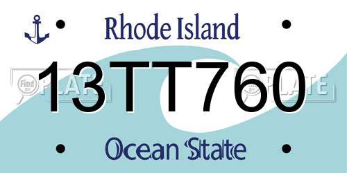 13TT760 Rhode Island License Plate