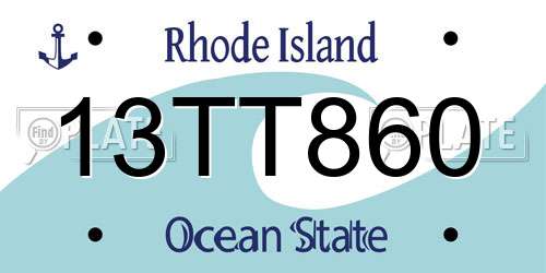 13TT860 Rhode Island License Plate