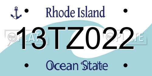 13TZ022 Rhode Island License Plate