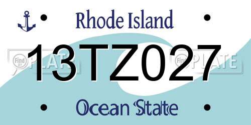 13TZ027 Rhode Island License Plate
