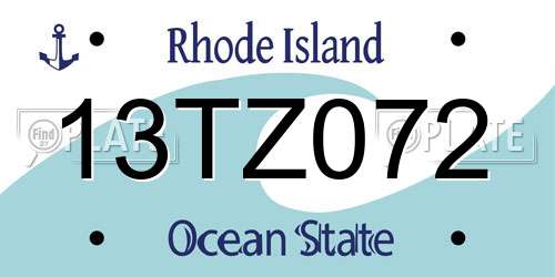 13TZ072 Rhode Island License Plate