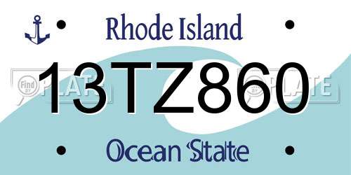 13TZ860 Rhode Island License Plate