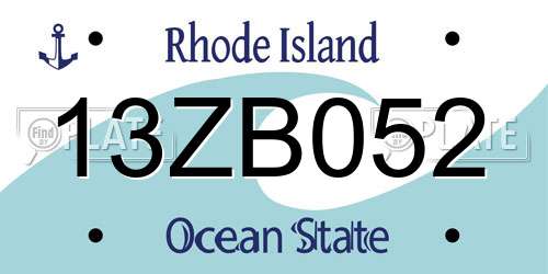 13ZB052 Rhode Island License Plate