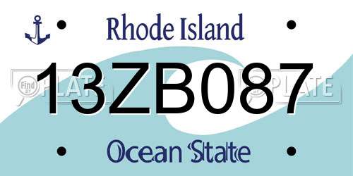 13ZB087 Rhode Island License Plate