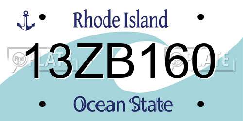 13ZB160 Rhode Island License Plate