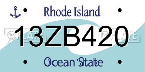 13ZB420 Rhode Island License Plate