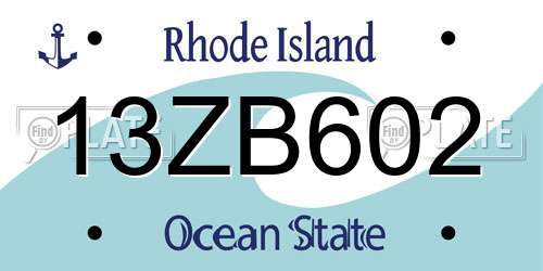 13ZB602 Rhode Island License Plate