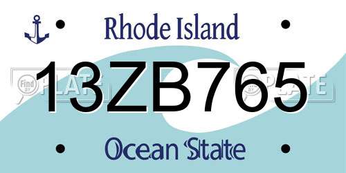 13ZB765 Rhode Island License Plate