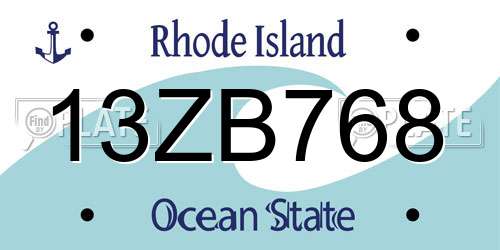 13ZB768 Rhode Island License Plate