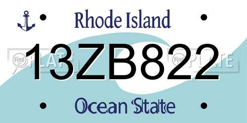 13ZB822 Rhode Island License Plate